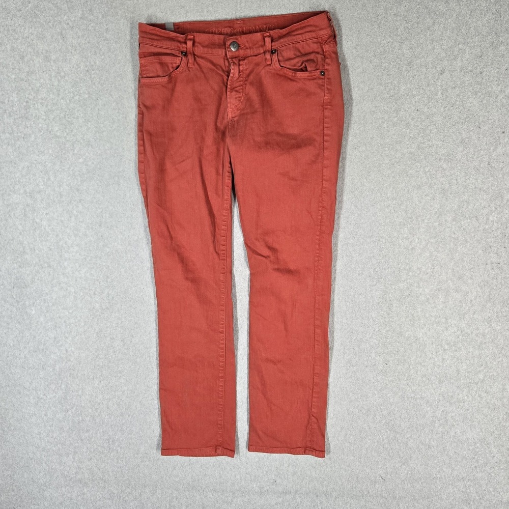 Citizens Of Humanity Women Jeans 29 Red Denim Embroidered 26" Inseam